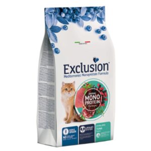 Exclusion, אקסלוז'ן מזון מלא לחתולים מסורסים מונו נובל גריין ע"ב טונה - 1.5 ק"ג או 12 ק"ג