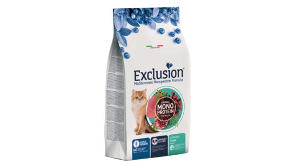 Exclusion, אקסלוז'ן מזון מלא לחתולים מסורסים מונו נובל גריין ע"ב טונה - 1.5 ק"ג או 12 ק"ג