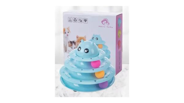משחק לחתול 3 קומות עם כדורים מסתובבים – Turntable Cat Toy