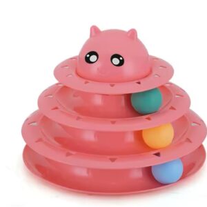 משחק לחתול 3 קומות עם כדורים מסתובבים – Turntable Cat Toy