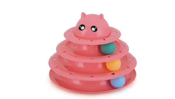 משחק לחתול 3 קומות עם כדורים מסתובבים – Turntable Cat Toy