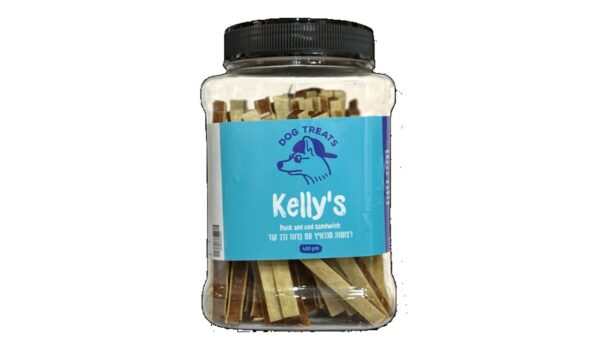 Kellys, חטיף קליס רצועות סנדוויץ ברווז ודג קוד מארז - 400 גרם