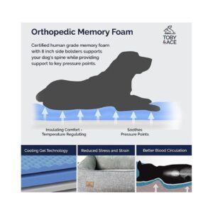 מיטה אורטופדית לכלבים מבית Toby & Ace במגוון מידות