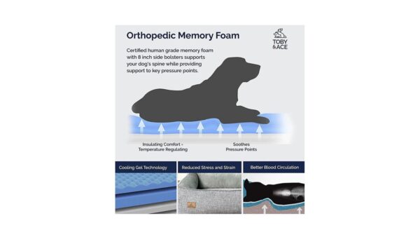 מיטה אורטופדית לכלבים מבית Toby & Ace במגוון מידות