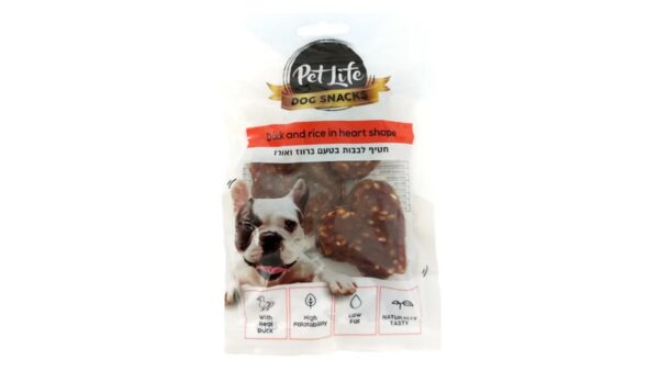 pet life, פט לייף לבבות ברווז ואורז – 80 גרם