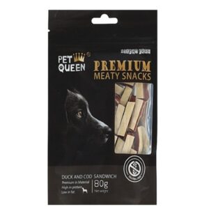 PET QUEEN, פט קווין חטיף נגיסי ברווז ודג קוד – 80 גרם