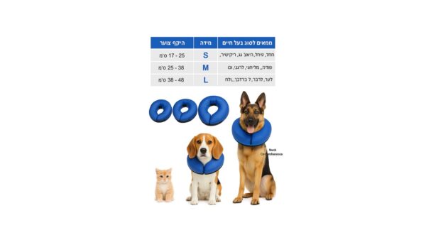 elizabet, צווארון אליזבת לכלב/חתול מתנפח אנטי-ביס/ליקוק