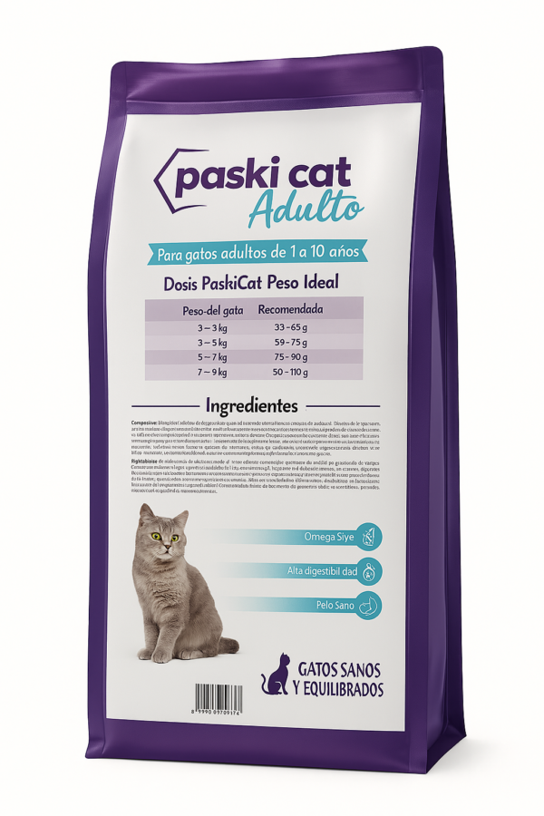 PASKICAT, מזון סופר פרימיום לחתולים ע"ב בשר ואורז - 20 ק"ג