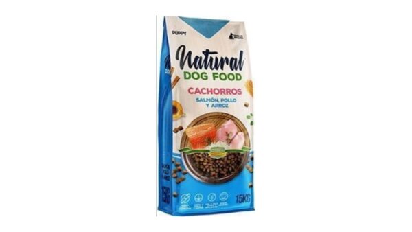 Natural Dog Food נטורל דוג פוד, מזון יבש סופר פרימיום לגורי כלבים סלמון ועוף 47% בשר - 4 או 15 ק"ג.