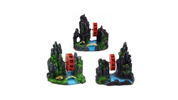 דקורציה מסלעת אבן עם גלגל מסתובב