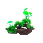 דקורציה מסלעת אבן עם שרף וצמחייה