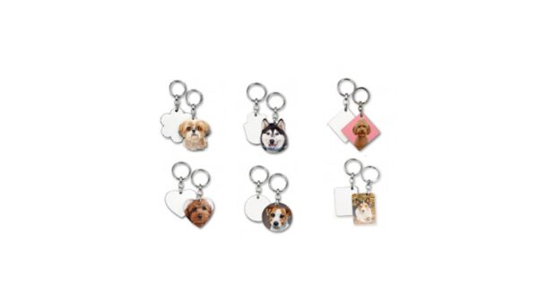 מחזיק מפתחות ממותג עם תמונה של בעל החיים ניתן להוסיף שם וטלפון