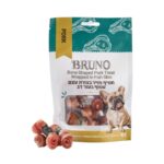 Bruno (ברונו) – חטיף חזיר בצורת עצם עטוף בעור דג לכלב, 80 גרם