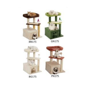 ⁦מגרדת לחתול דגם מגדל דו-שלבי – כולל בית מסתור, משטח תצפית ועמוד גירוד - במגוון צבעים⁩ – תמונה ⁦3⁩
