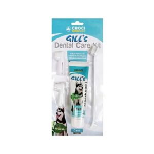 CROCI, קרוקי ערכה לצחצוח שיניים לכלבים בטעם מנטה: משחה 100 גרם, מברשת, אצבעון * 2